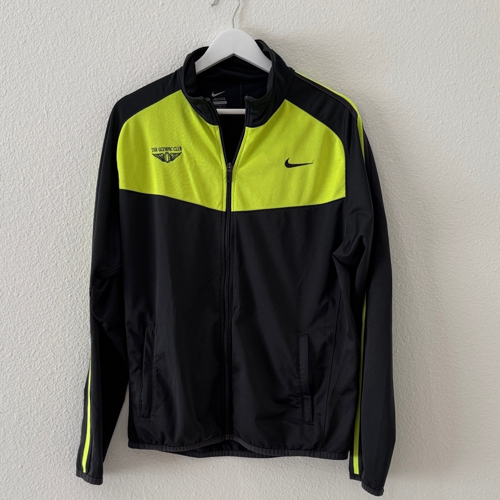 THE OLYMPIC CLUB | Nike Men's Black and Neon Yellow Performance Jacket Large